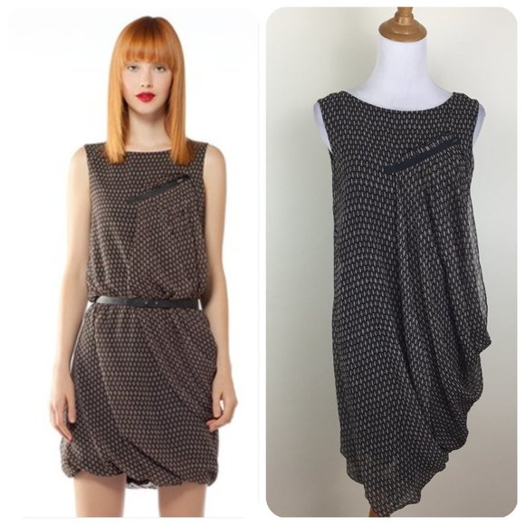 COP COPINE 2ply Fabric Multi-Color Print KANON Bubble Hem Overlay Details Dress - Picture 1 of 13